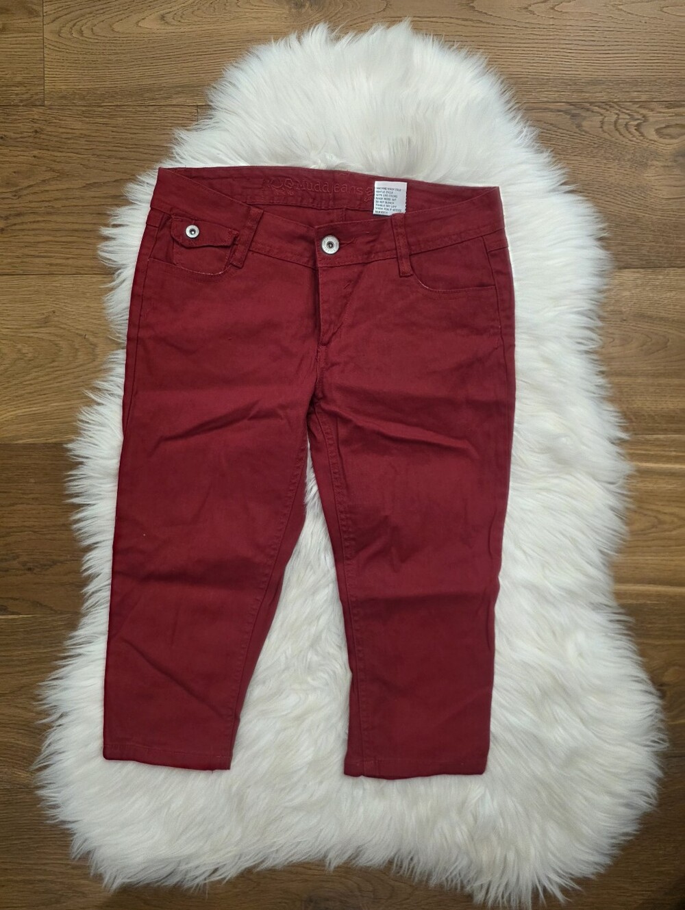 Vintage Low Rise Red Mudd Cropped Skinny Jeans